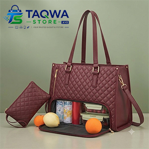 Women's Premium Lunch Tote & Pouch Set(Maroon)